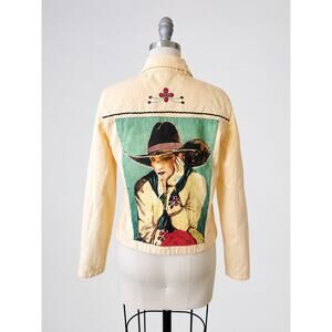 90s VTG Doreman Burns Cowgirls by Gordon & James Western Art Denim Jacket S